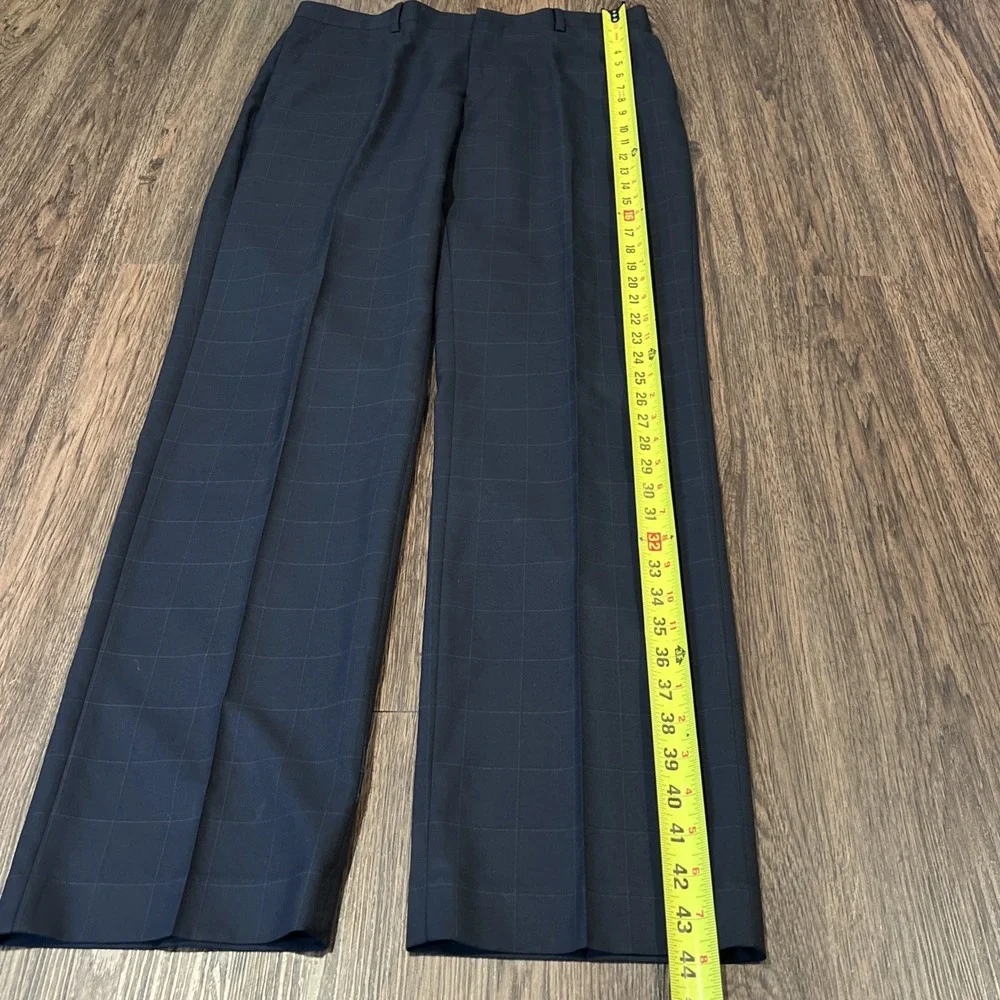 Banana Republic Tailored Fit Windowpane Navy Suit Mens Pants 44L 33X34-Set